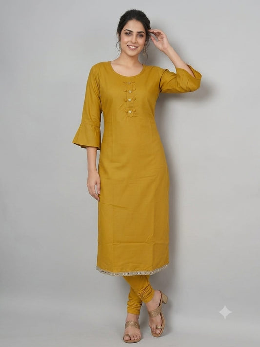Classic Mustard Yellow Straight Kurti