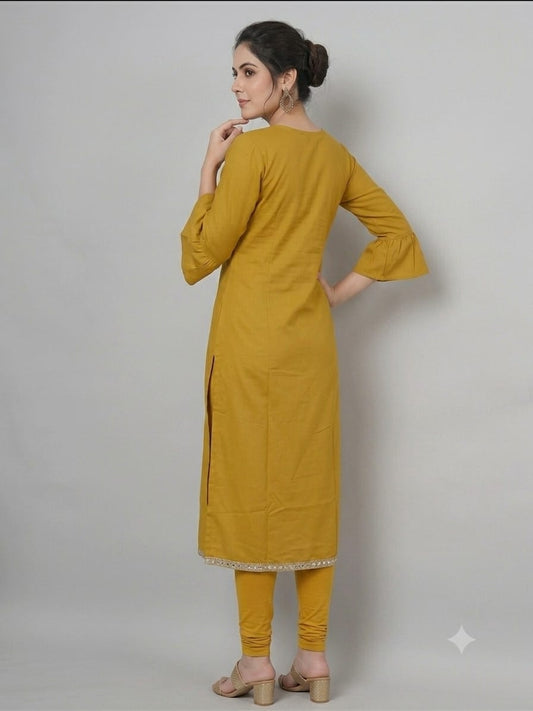 Classic Mustard Yellow Straight Kurti