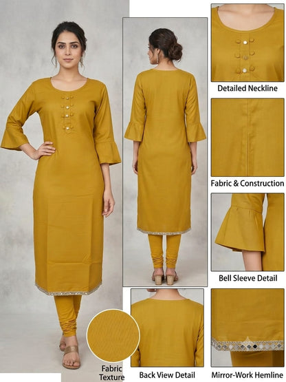 Classic Mustard Yellow Straight Kurti